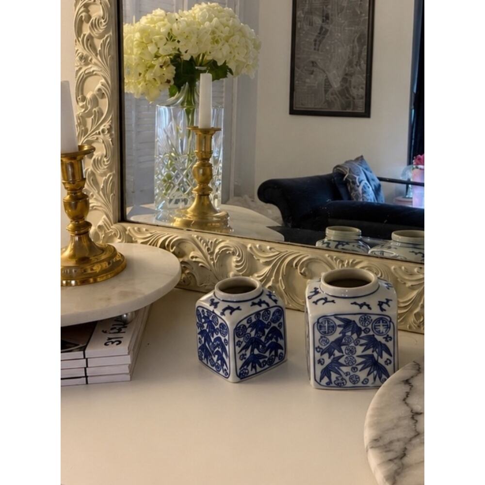 💙 Vintage Blue & White Chinoiserie Bud Vase Pair | Grandmillennial Nantucket